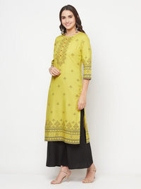 Thumbnail for Aniyah Rayon Digital Screen Print Parrot Green Straight Kurta