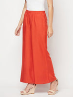 Thumbnail for Aniyah Rayon Flared Slip-On Rust Color Palazzo