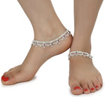 Thumbnail for AanyaCentric Silver Plated White Metal Payal Indian Traditional Ethnic Fashion Imitation Jewellery Foot Chain - Distacart