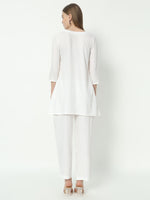 Thumbnail for Fab Fashion White Pure Cotton V Neck Co-Ord Set - Distacart