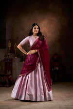 Thumbnail for Lorenvalley Purple Jacquard Silk weaving work Lehenga Choli with Dupatta - Distacart