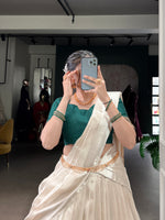 Thumbnail for Lorenvalley Fashion White Poly Tasar Viscose Border Lehenga Choli with Dupatta