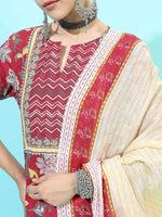 Thumbnail for Vishudh Women Yoke Design Pure Cotton Kurta with Trouser & Dupatta - Distacart