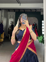 Thumbnail for Lorenvalley Fashion Navyblue Narayan Pet Silk Zari Weaving Work Lehenga Choli with Dupatta