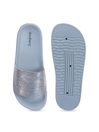 Thumbnail for DressBerry Women Blue Striped Sliders