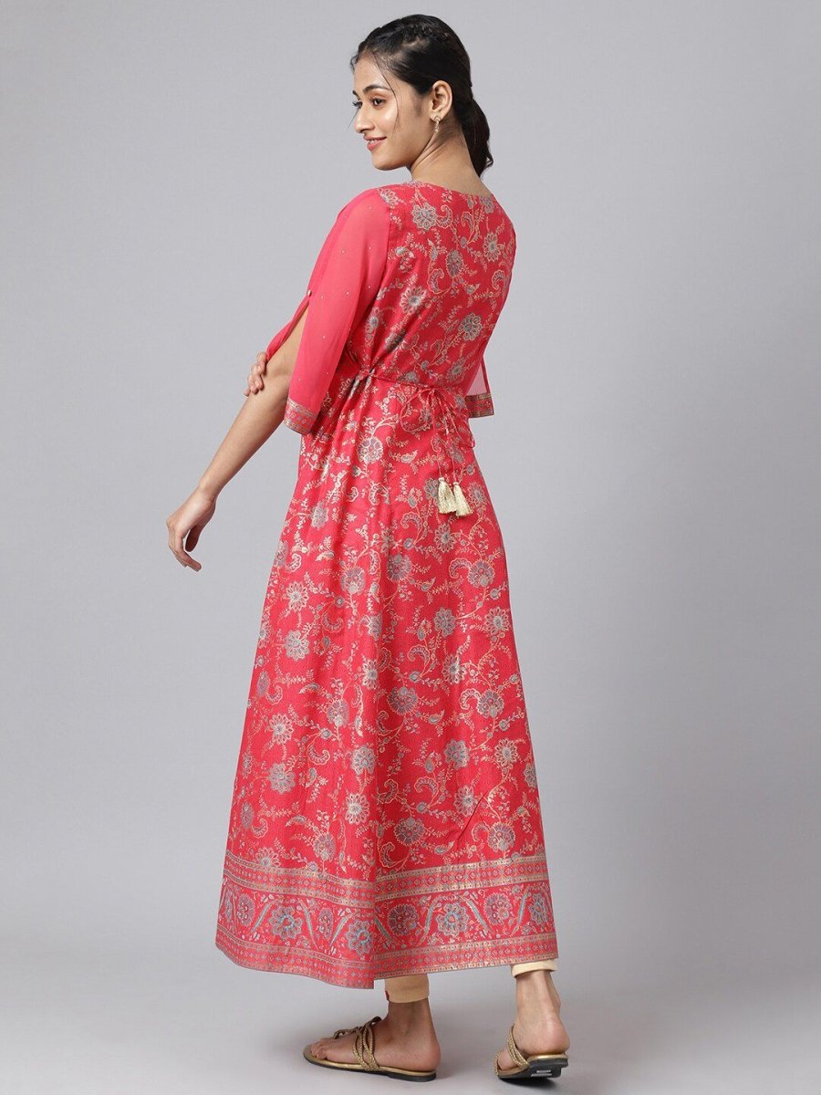 AURELIA Women Pink Ethnic Motifs Maxi Dress - Distacart