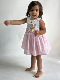 Thumbnail for ArthLife White And Pink Unicorn Embroidered Dress - Distacart