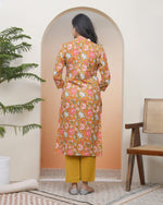 Thumbnail for Vaasva Women Mustard Cotton Printed Straight Kurti