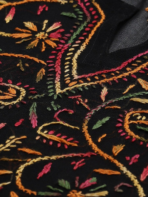 ADA Women Black & Mustard Yellow Chikankari Embroidered Sustainable Kurta with Trousers - Distacart