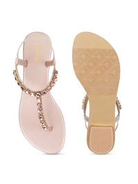 Thumbnail for Metro Embellished T - Strap Block Heels With Backstrap