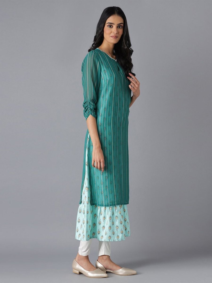 AURELIA Green & meadowbrook Ethnic Motifs A-Line Midi Dress