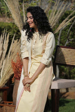 Thumbnail for Juniper Women's Ivory Stipes Printed Rayon Straight Kurta Pants & Cotton Voile Dupatta - Distacart