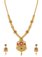 Thumbnail for Aadita Gold-Plated & Red e Studded Jewellery Set - Distacart