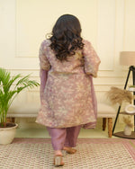 Thumbnail for Vaasva Women Green Tissue Shimmer Kurta With Silk Pant & Dupatta