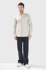 Thumbnail for Xkind Beige Embroidery Full Sleeve Slim Fit Shirt