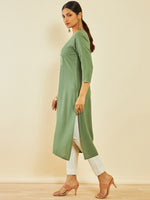 Thumbnail for Soch Paisley Yoke Design Thread Work Straight Kurta - Distacart