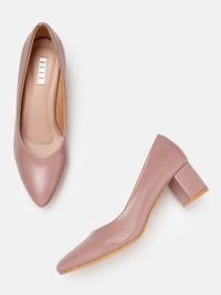 Thumbnail for ELLE Mauve Solid Block Pumps