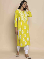 Thumbnail for HOUSE OF KARI Floral Embroidered Chikankari Straight Kurta - Distacart