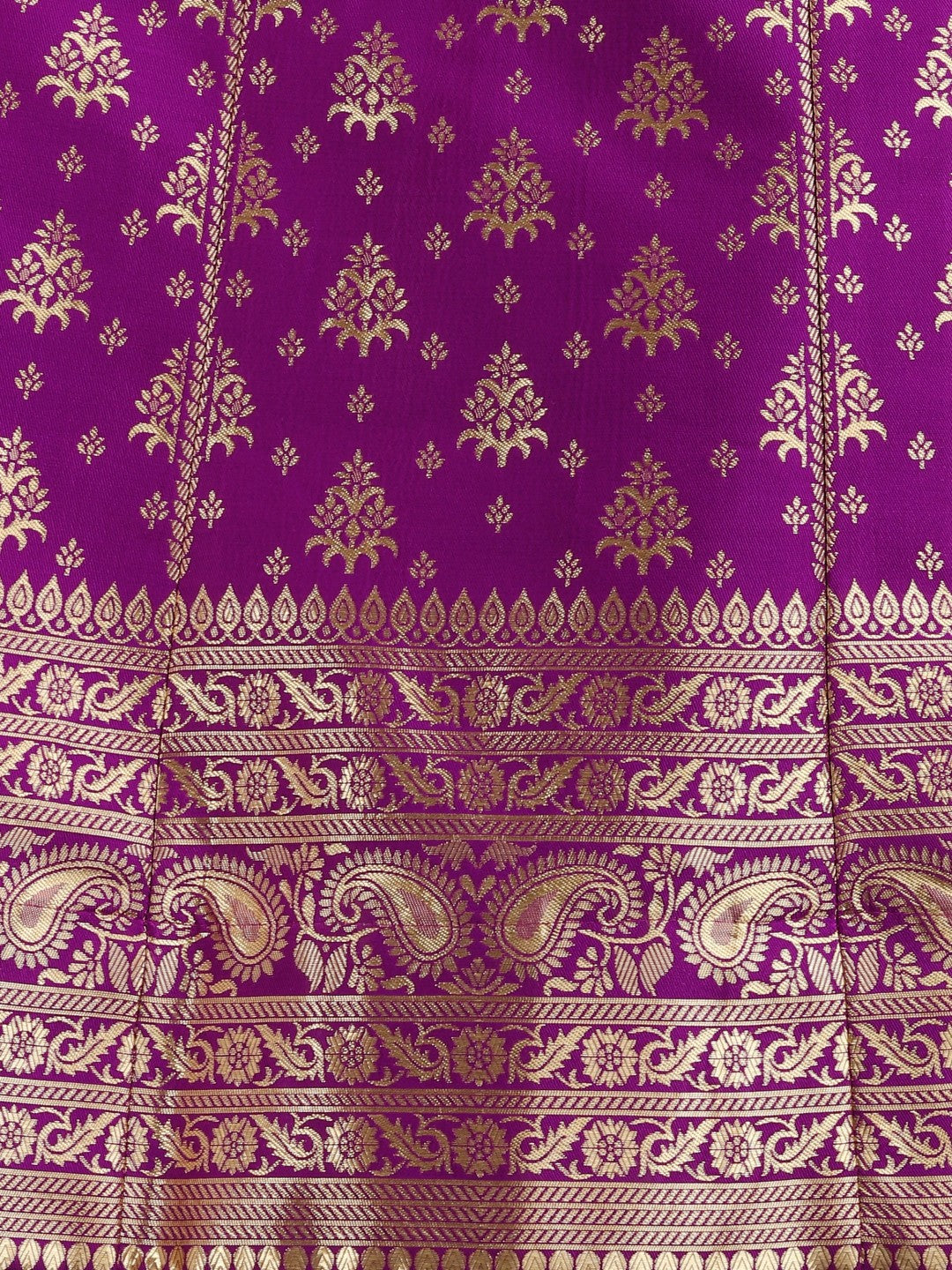 Lorenvalley Fashion Purple Brocade Fabric Lehenga & Unstitched Blouse With Dupatta - Distacart