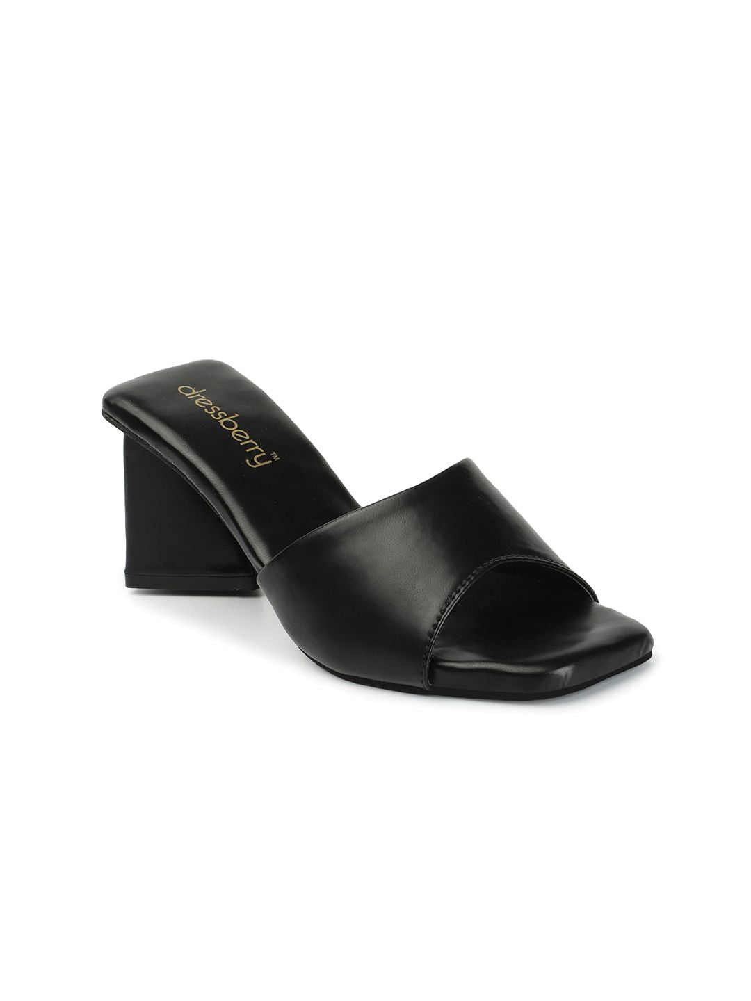 DressBerry Black PU Block Heels