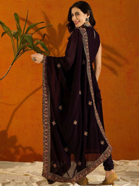 Thumbnail for Anouk Violet Embroidered Anarkali Beads And Stones Kurta with Trousers & Dupatta