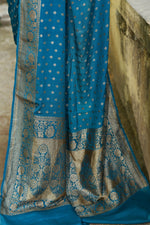 Thumbnail for Joban Fashion Peacock Crepe Chiffon Pure Handloom Banarasi Silk Saree