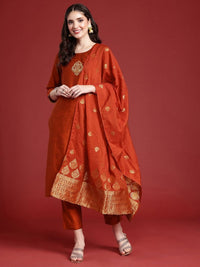 Thumbnail for Anouk Women Ethnic Motifs Embroidered Regular Kurta with Trousers & With Dupatta