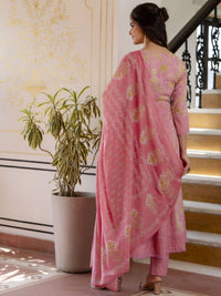 Thumbnail for Anouk Women Floral Printed Panelled Aari Work Pure Cotton Kurta with Trousers & With Dupatta