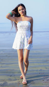 Thumbnail for Noroke Sustainable fabric | Bemberg Polka Dot Mini Tiered Dress - Printed