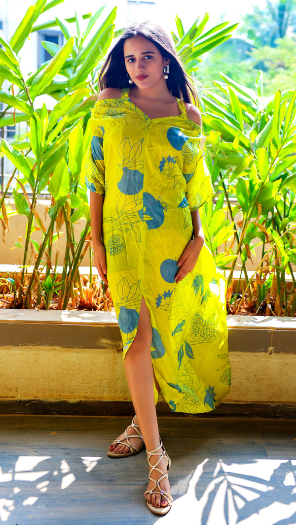 Noroke Pure Muslin Printed Off Shoulder Long Kaftan - Distacart