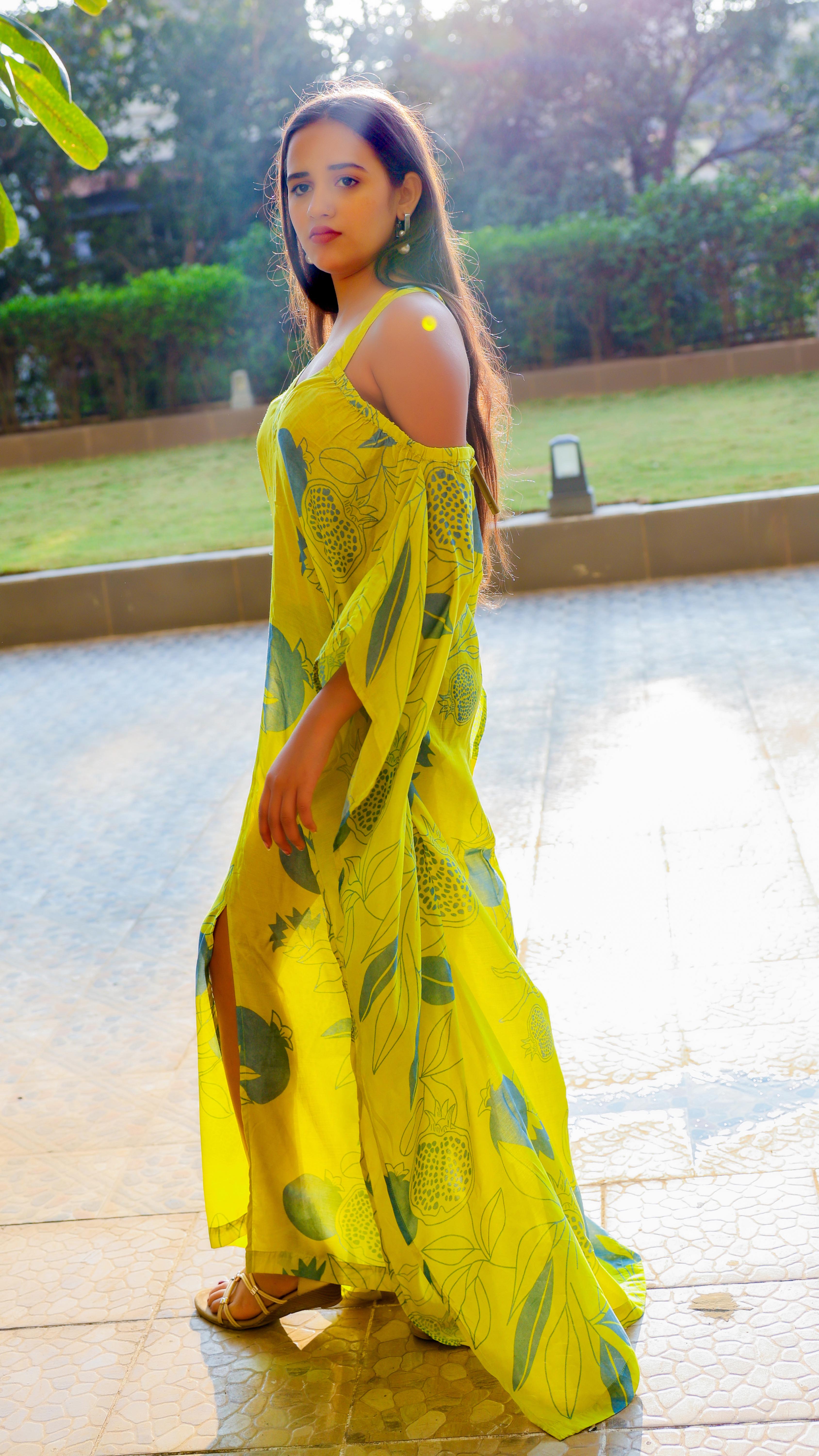 Noroke Pure Muslin Printed Off Shoulder Long Kaftan - Distacart
