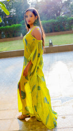 Thumbnail for Noroke Pure Muslin Printed Off Shoulder Long Kaftan - Distacart