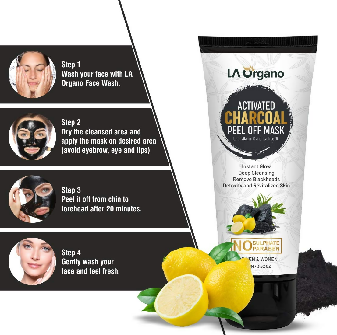 LA Organo Blackhead Remover Activated Charcoal Peel Off Mask - Distacart