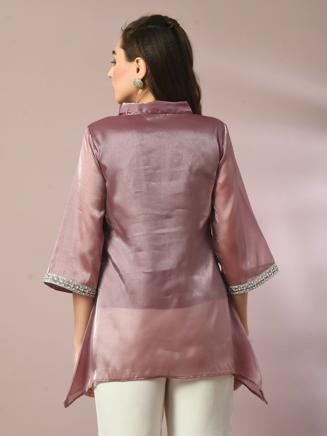 Myshka Women's Brown Solid Longline Party Tunic - Distacart