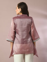 Thumbnail for Myshka Women's Brown Solid Longline Party Tunic - Distacart