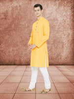 Thumbnail for Even Apparels Men's Embroided Yellow Kurta - Distacart