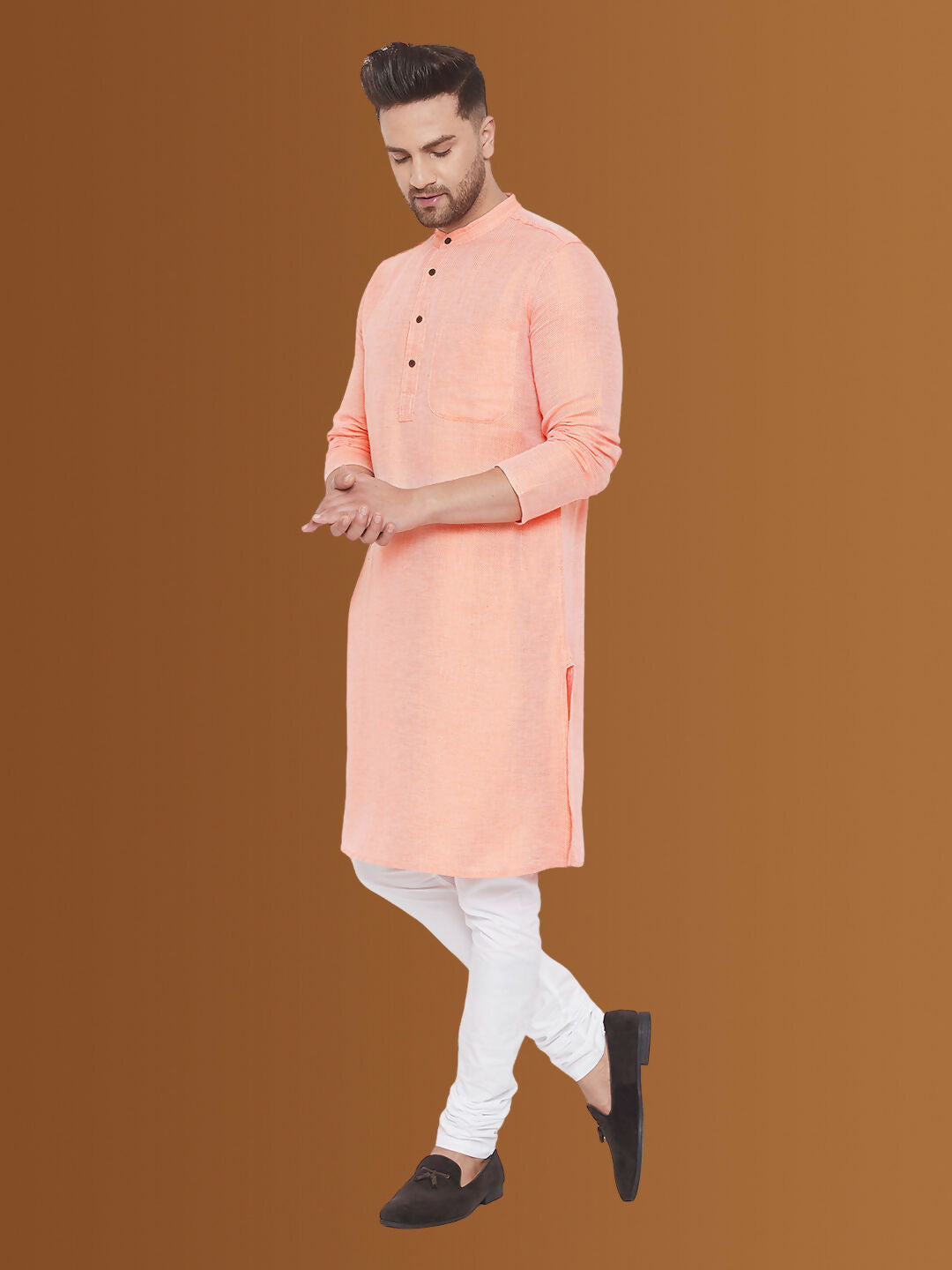 Even Apparels Men's Pure Cotton Orange Kurta - Distacart