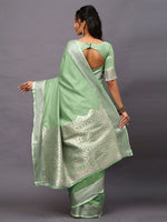 Thumbnail for NOZ2TOZ Women's Linen Blend Green Woven Design Designer Saree With Blouse Piece - Distacart