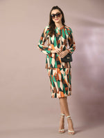 Thumbnail for Myshka Women's Multi Printed Round Neck Party Top With Skirt Co-ord set - Distacart