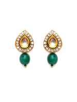 Thumbnail for Emerald Stone Kundan Studs (Gold) - Ruby Raang - Distacart