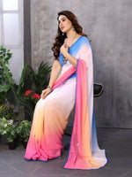 Thumbnail for Partywear Designer Multi Georgette Fancy Saree - Satrangi - Distacart