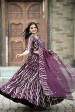Thumbnail for Vastranavya Enchanting Designer Tebby-Silk Lehenga Choli With Dupatta Set - Wine - Distacart