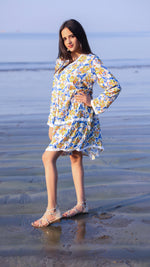 Thumbnail for Noroke Cupro Modal Midi Floral Dress - Yellow - Distacart