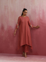 Thumbnail for trueBrowns Peach Cotton Dobby Kurta Set - Distacart