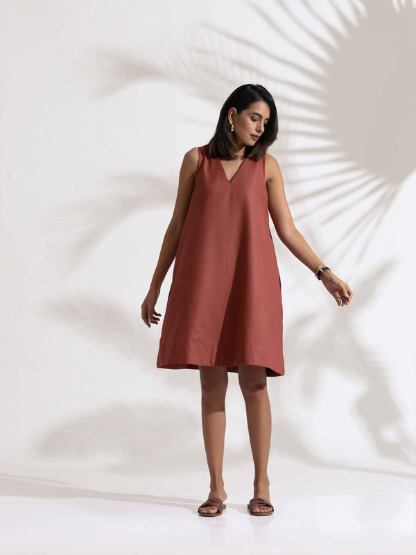 trueBrowns Pink Slub Dress - Distacart