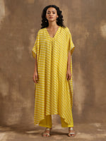 Thumbnail for trueBrowns Lime Lehariya Printed Silk Kaftan Pant Set - Distacart