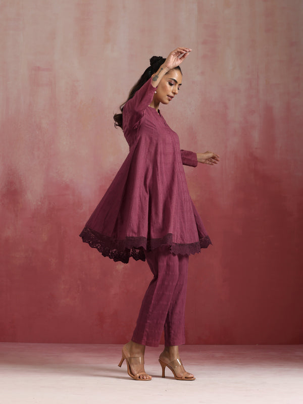 trueBrowns Mauve Cotton Dobby Co-ord set - Distacart