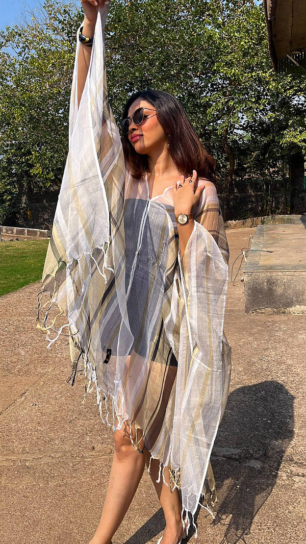 Noroke Silk Fabric Striped Silk Beachwear Cover Up - Distacart