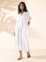 Thumbnail for trueBrowns White Cotton Oversized Dress - Distacart