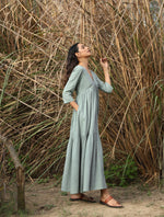 Thumbnail for trueBrowns Blue Cotton Tiered Dress - Distacart